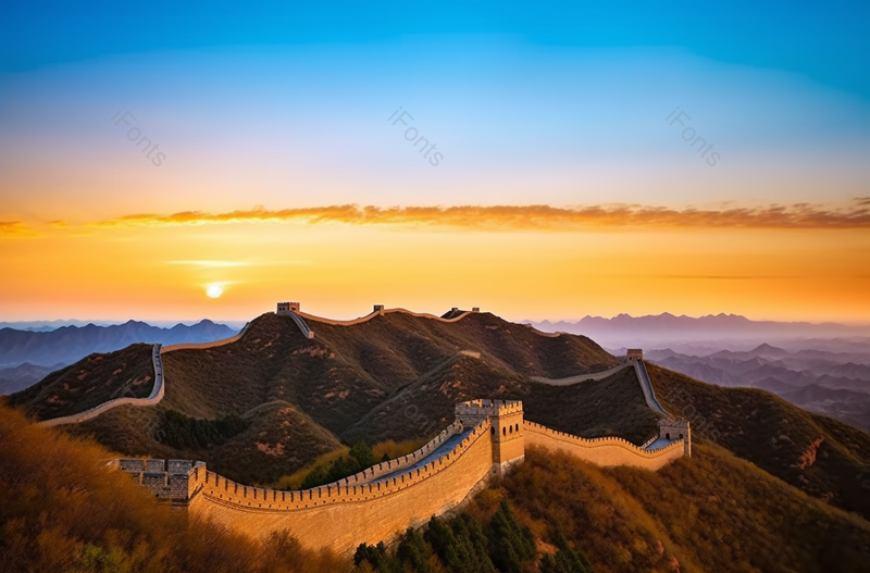 航拍长城日落高清摄影图,高清,摄影图,摄影图片,图片大全,摄影图免费下载